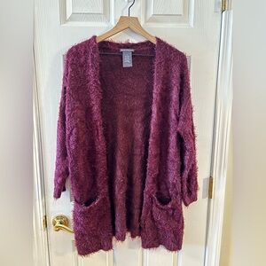 Chelsea & Theodore Plush Maroon Cardigan